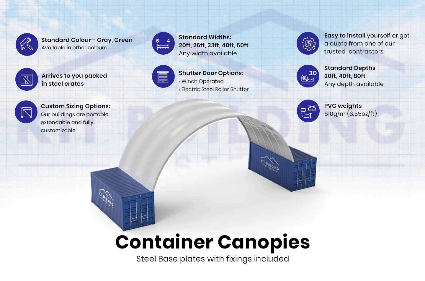 Container baldakiner - 40ft x 20ft x 15ft (12m x 6m x 4,5m)