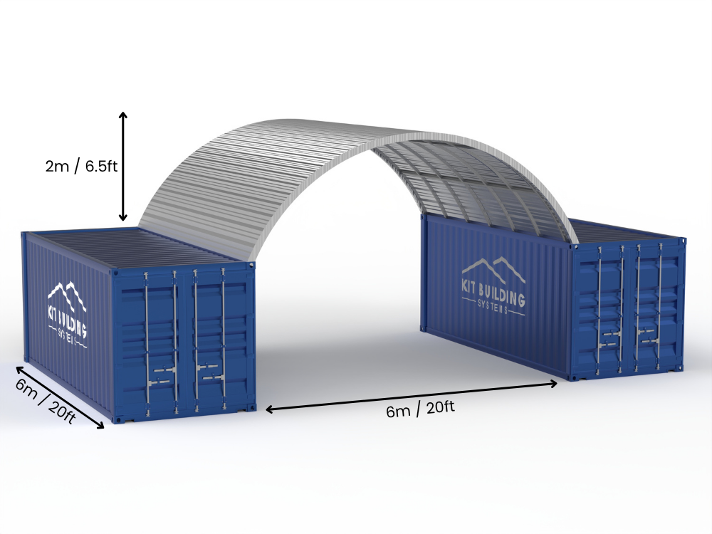 Stålkontainer Overdækninger - 20ft x 20ft x 6,5ft (6m x 6m x 2m)