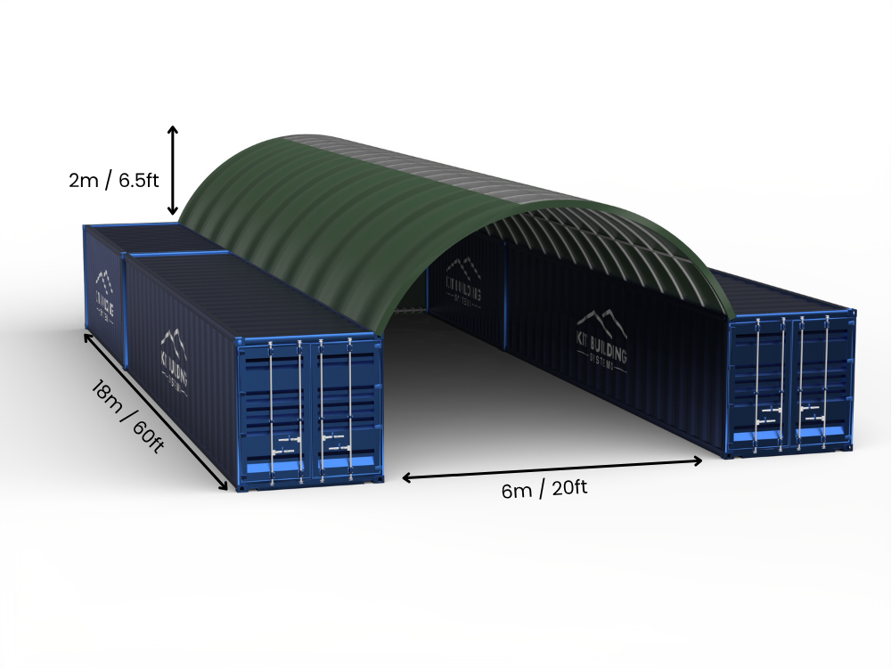 6m (20ft) spændvidde | Container baldakiner 20ft bredde, 6,5ft højde (6m x 2m)