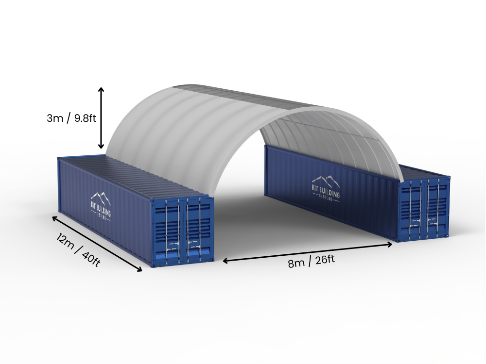 8m (26ft) spændvidde | Container baldakiner 26ft bredde, 10ft højde (8m x 3m)
