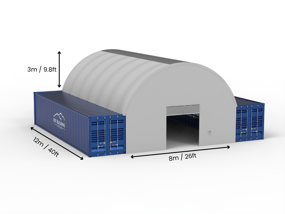 8m (26ft) spændvidde | Container baldakiner 26ft bredde, 10ft højde (8m x 3m)