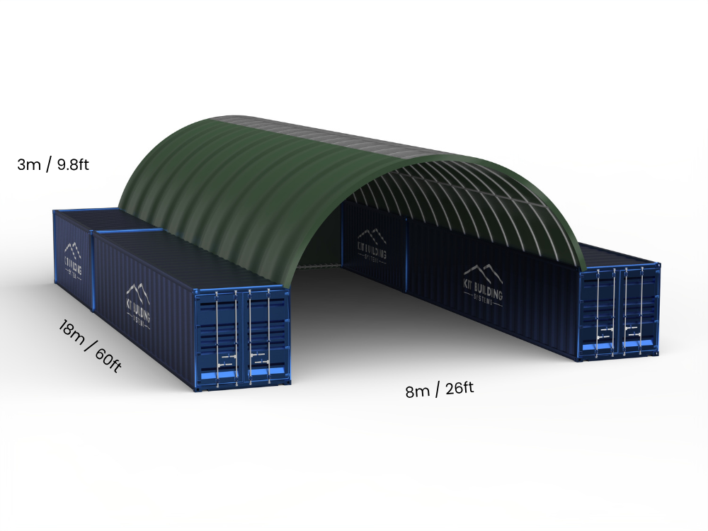 8m (26ft) spændvidde | Container baldakiner 26ft bredde, 10ft højde (8m x 3m)