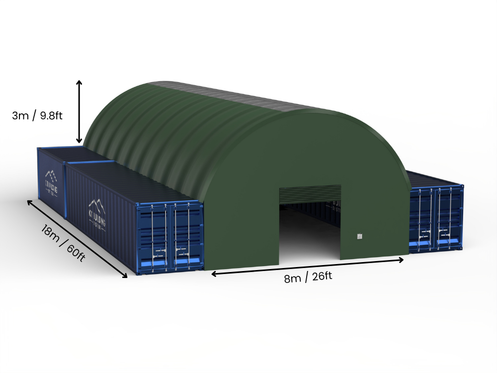 8m (26ft) spændvidde | Container baldakiner 26ft bredde, 10ft højde (8m x 3m)