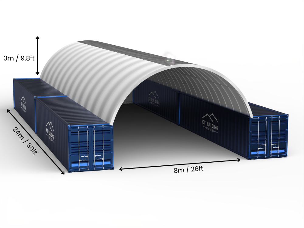 8m (26ft) spændvidde | Container baldakiner 26ft bredde, 10ft højde (8m x 3m)