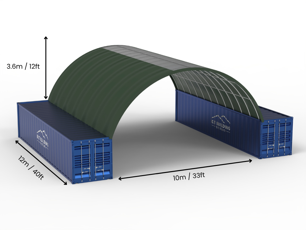 10m (33ft) spændvidde | Container baldakiner - 33ft x 12ft (10m x 3,6m)