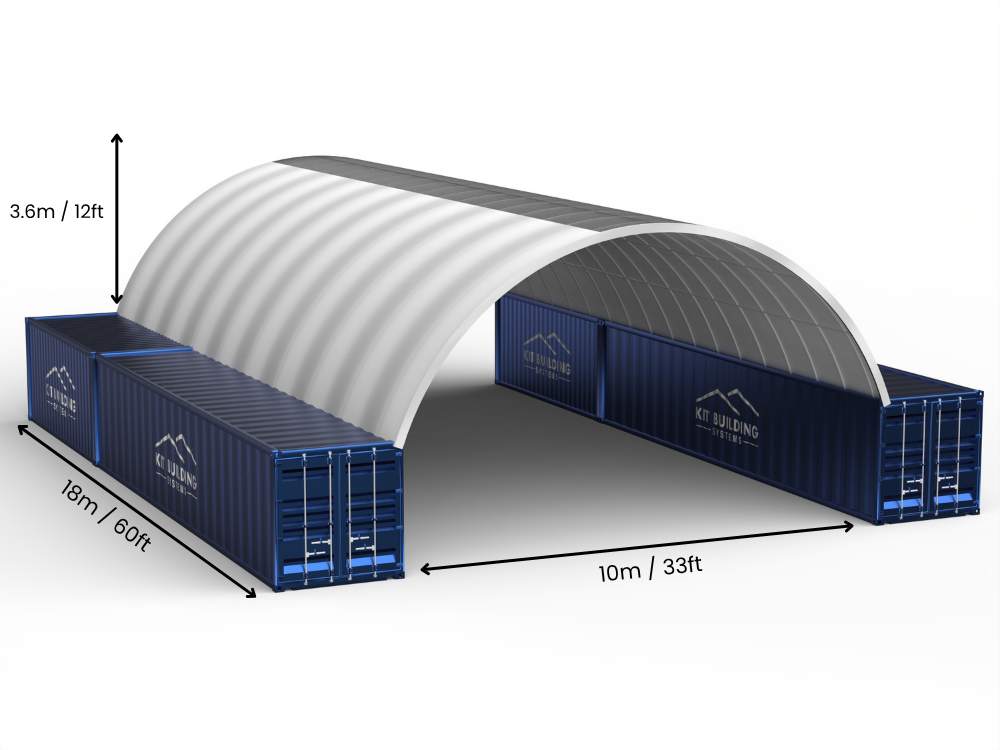10m (33ft) spændvidde | Container baldakiner - 33ft x 12ft (10m x 3,6m)