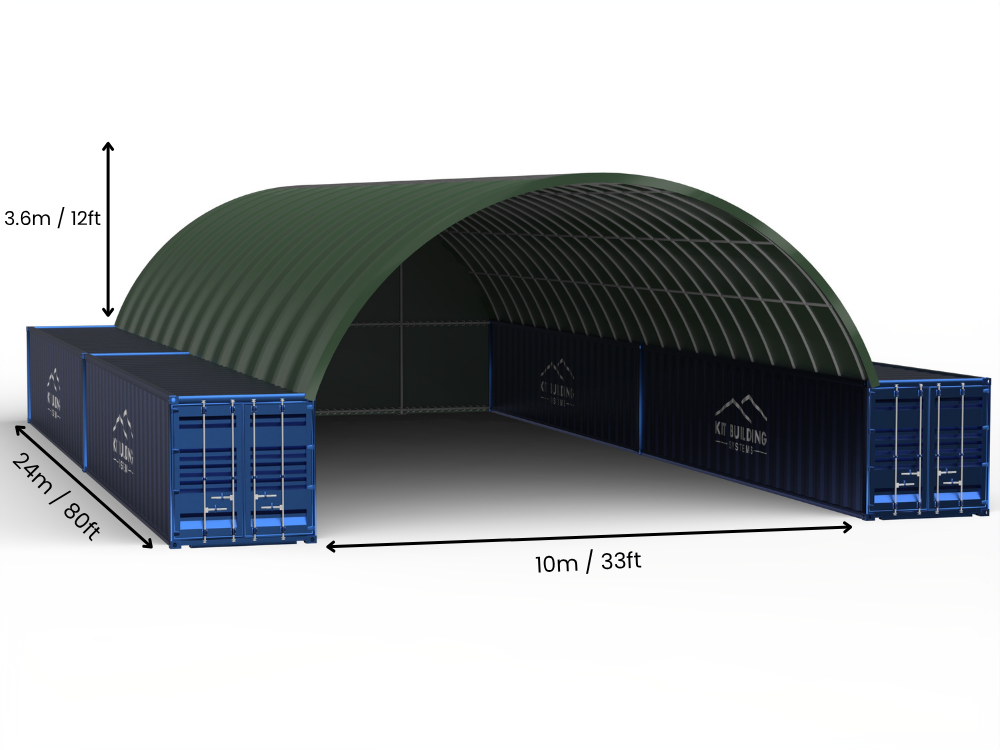 10m (33ft) spændvidde | Container baldakiner - 33ft x 12ft (10m x 3,6m)
