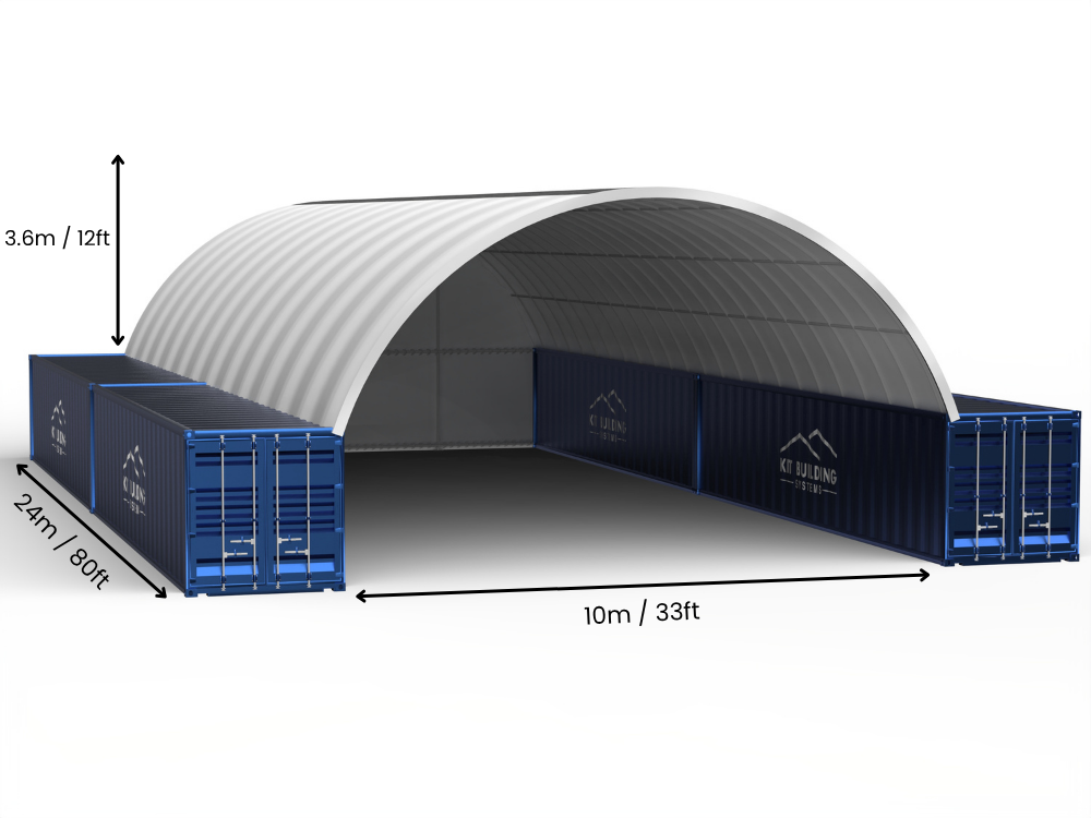 10m (33ft) spændvidde | Container baldakiner - 33ft x 12ft (10m x 3,6m)