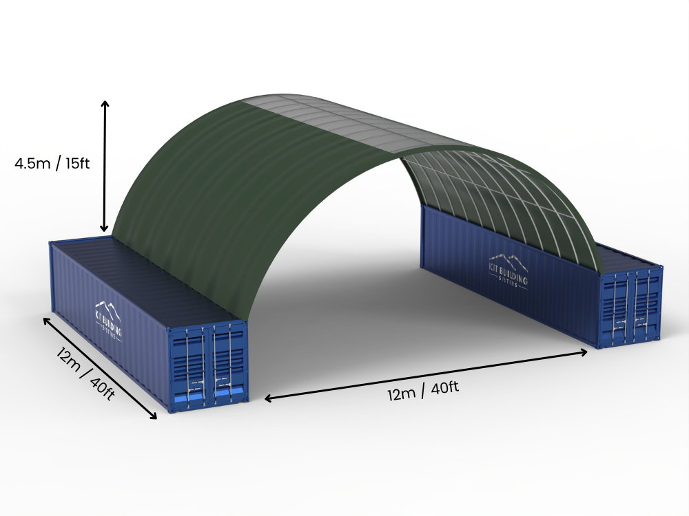 12m (40ft) spændvidde | Container baldakiner - 40ft x 12ft (12m x 4,5m)