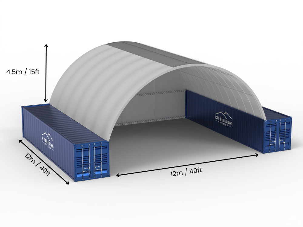 12m (40ft) spændvidde | Container baldakiner - 40ft x 12ft (12m x 4,5m)