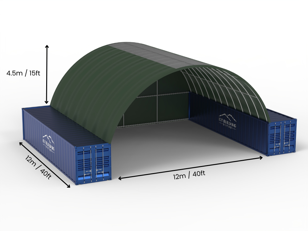 12m (40ft) spændvidde | Container baldakiner - 40ft x 12ft (12m x 4,5m)
