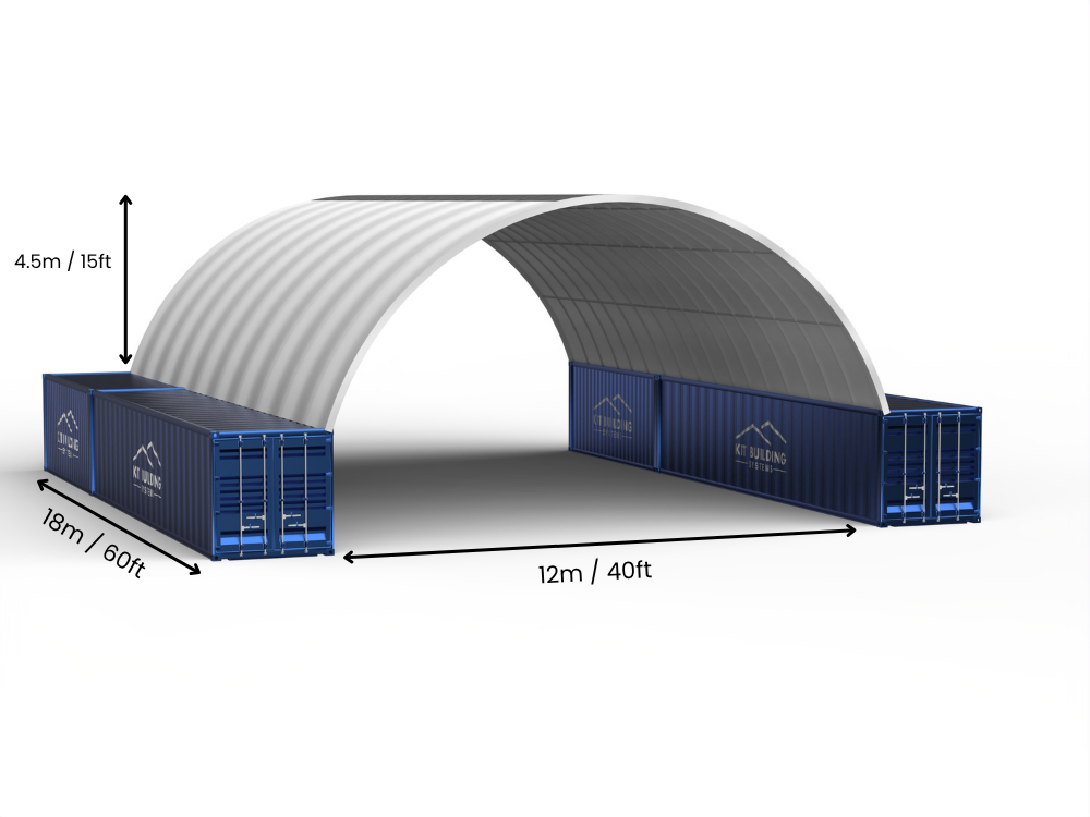 12m (40ft) spændvidde | Container baldakiner - 40ft x 12ft (12m x 4,5m)