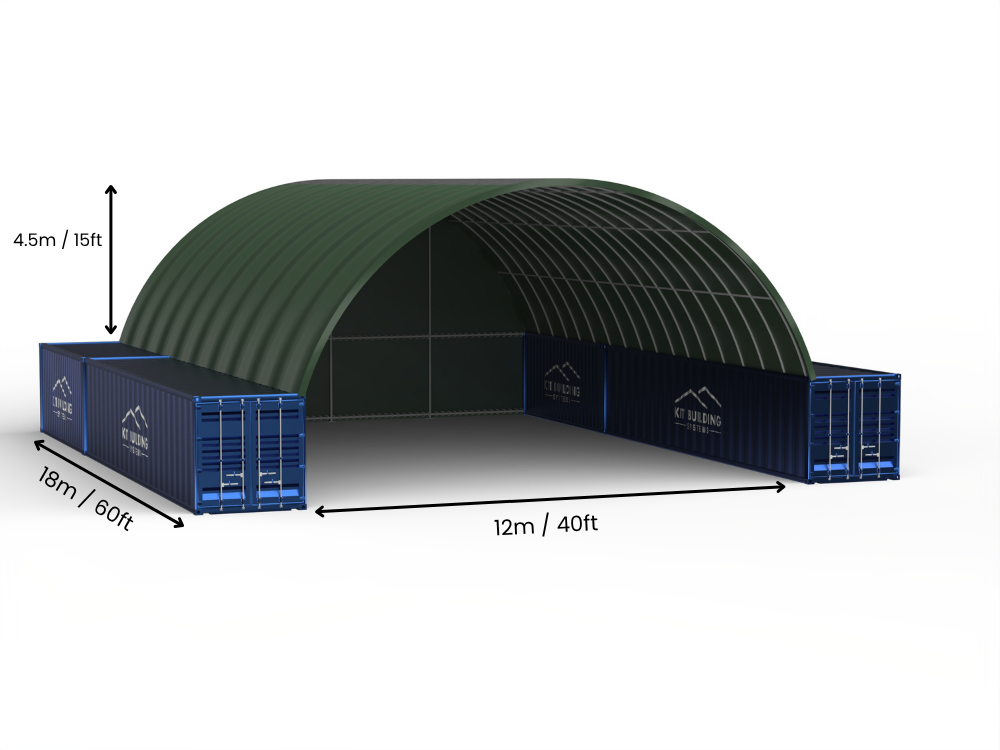 12m (40ft) spændvidde | Container baldakiner - 40ft x 12ft (12m x 4,5m)