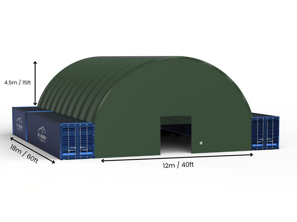 12m (40ft) spændvidde | Container baldakiner - 40ft x 12ft (12m x 4,5m)