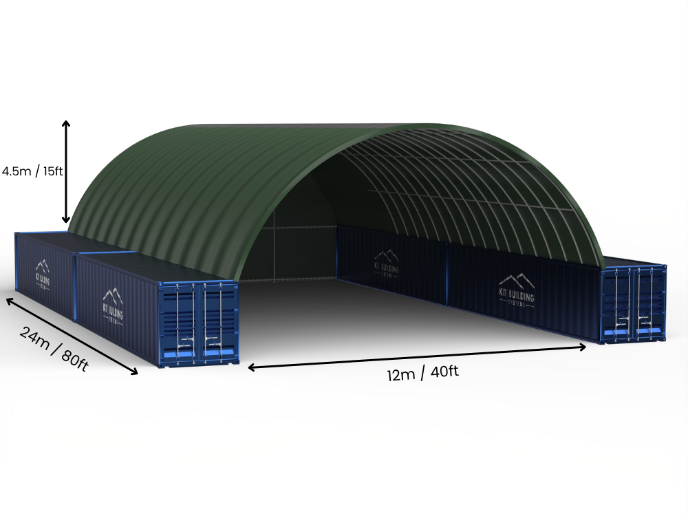 12m (40ft) spændvidde | Container baldakiner - 40ft x 12ft (12m x 4,5m)