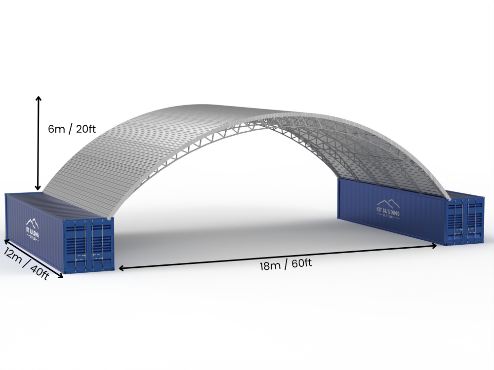Stålkontainer Overdækninger - 60ft x 40ft x 20ft (18m x 12m x 6,1m)