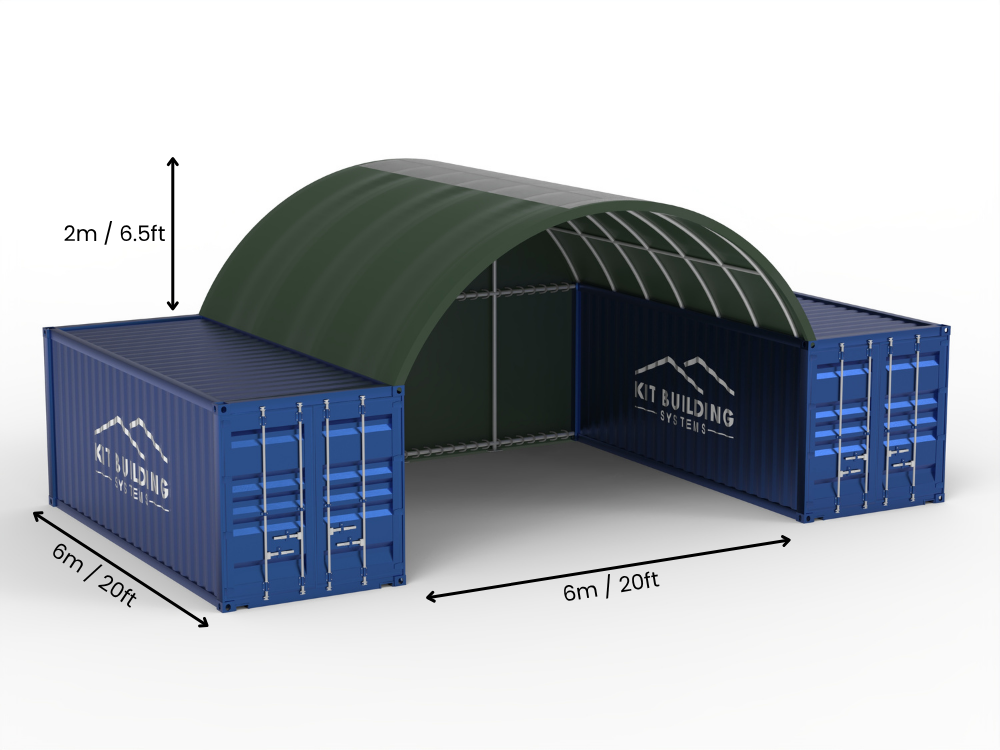 6m (20ft) spændvidde | Container baldakiner 20ft bredde, 6,5ft højde (6m x 2m)
