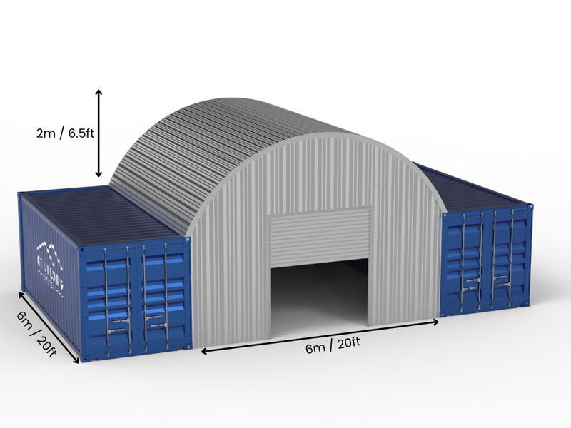 6m (20ft) spændvidde | Stålcontainer overdækninger 20ft bredde, 6,5ft højde (6m x 2m)