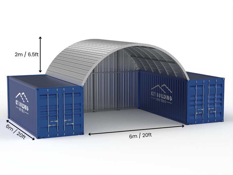 6m (20ft) spændvidde | Stålcontainer overdækninger 20ft bredde, 6,5ft højde (6m x 2m)