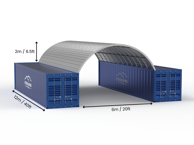 8m (26ft) spændvidde | Stålcontainer baldakiner 26ft bredde, 10ft højde (8m x 3m)