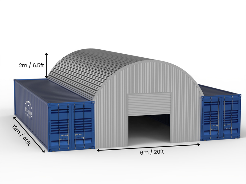 8m (26ft) spændvidde | Stålcontainer baldakiner 26ft bredde, 10ft højde (8m x 3m)