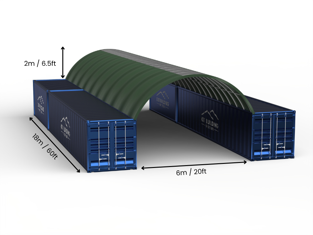 6m (20ft) spændvidde | Container baldakiner 20ft bredde, 6,5ft højde (6m x 2m)