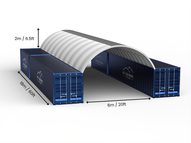 6m (20ft) spændvidde | Container baldakiner 20ft bredde, 6,5ft højde (6m x 2m)