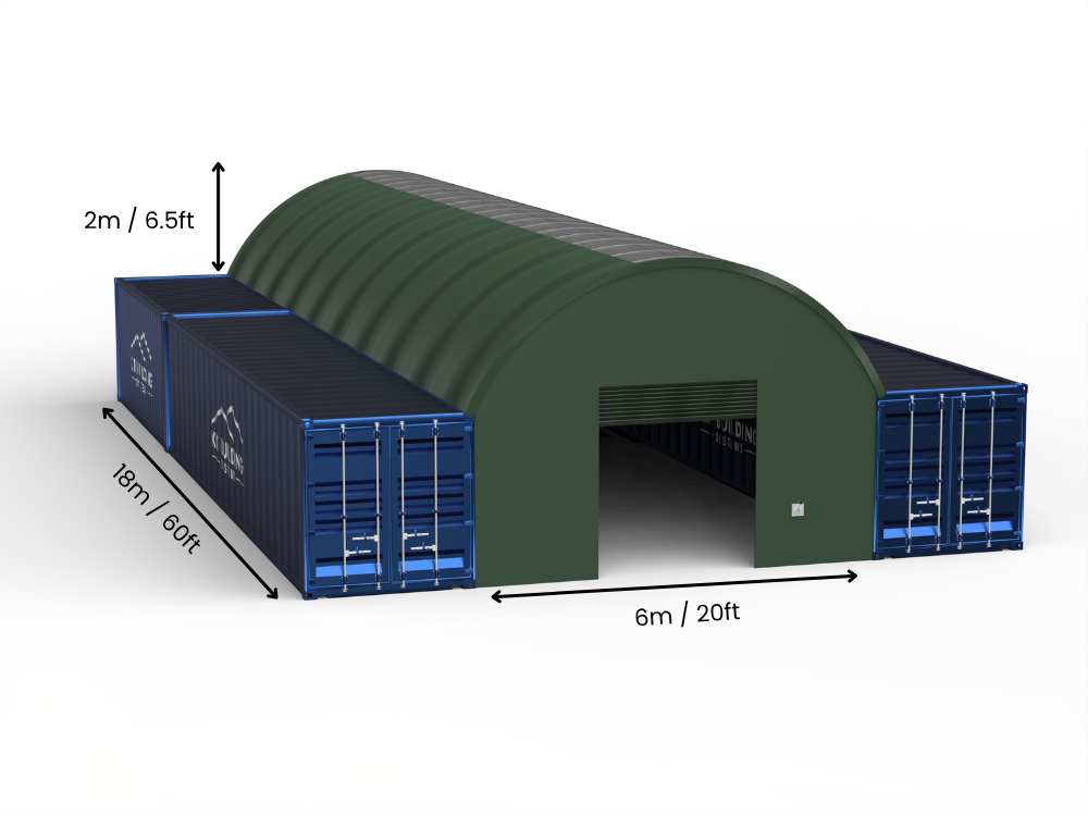 6m (20ft) spændvidde | Container baldakiner 20ft bredde, 6,5ft højde (6m x 2m)