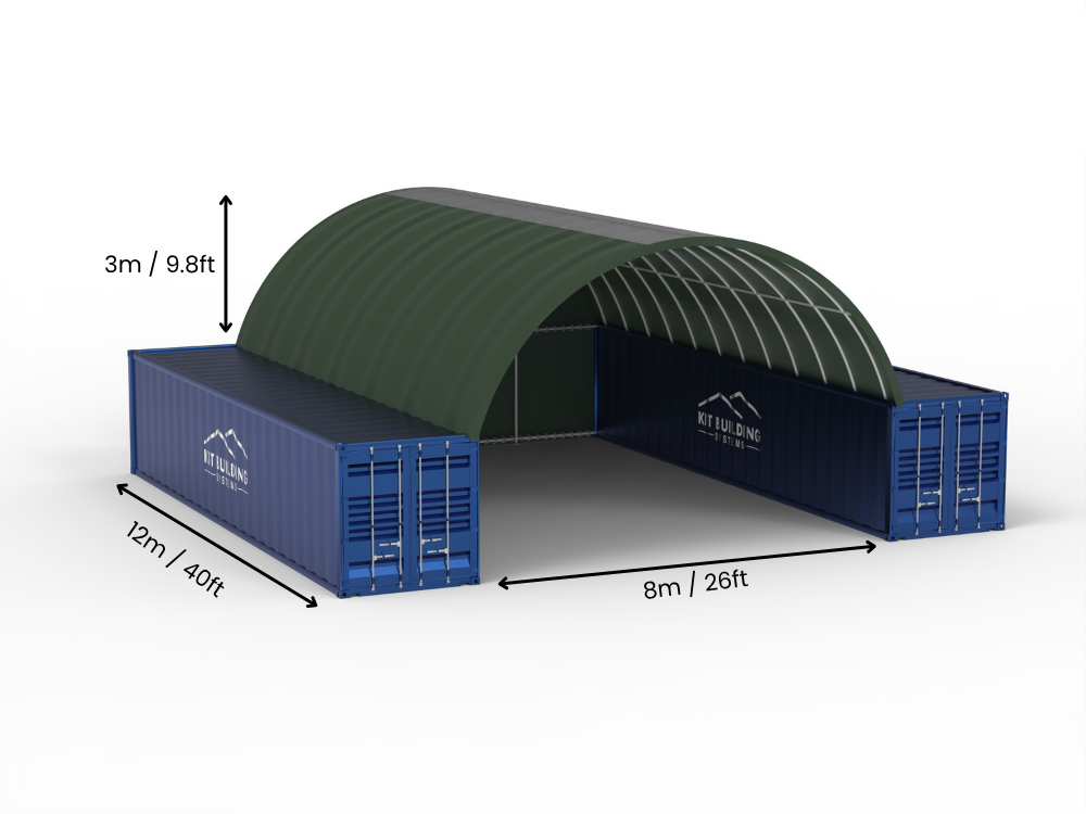 8m (26ft) spændvidde | Container baldakiner 26ft bredde, 10ft højde (8m x 3m)