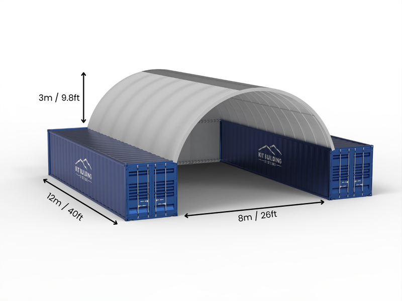 8m (26ft) spændvidde | Container baldakiner 26ft bredde, 10ft højde (8m x 3m)