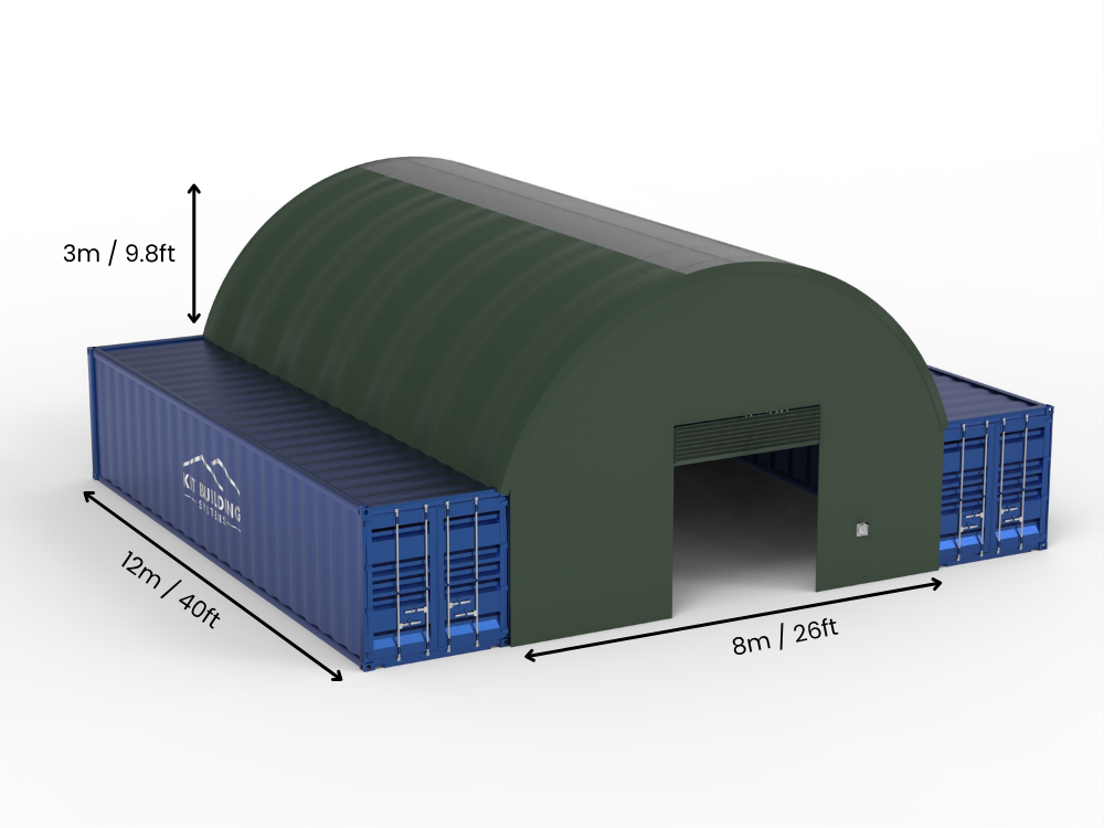 8m (26ft) spændvidde | Container baldakiner 26ft bredde, 10ft højde (8m x 3m)