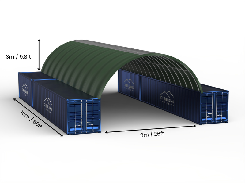 8m (26ft) spændvidde | Container baldakiner 26ft bredde, 10ft højde (8m x 3m)