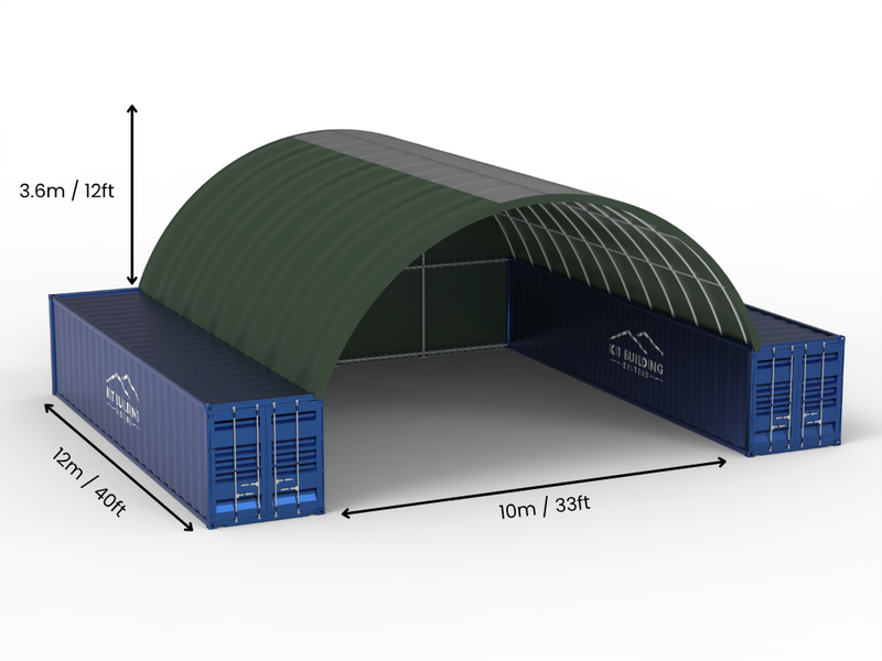 10m (33ft) spændvidde | Container baldakiner - 33ft x 12ft (10m x 3,6m)