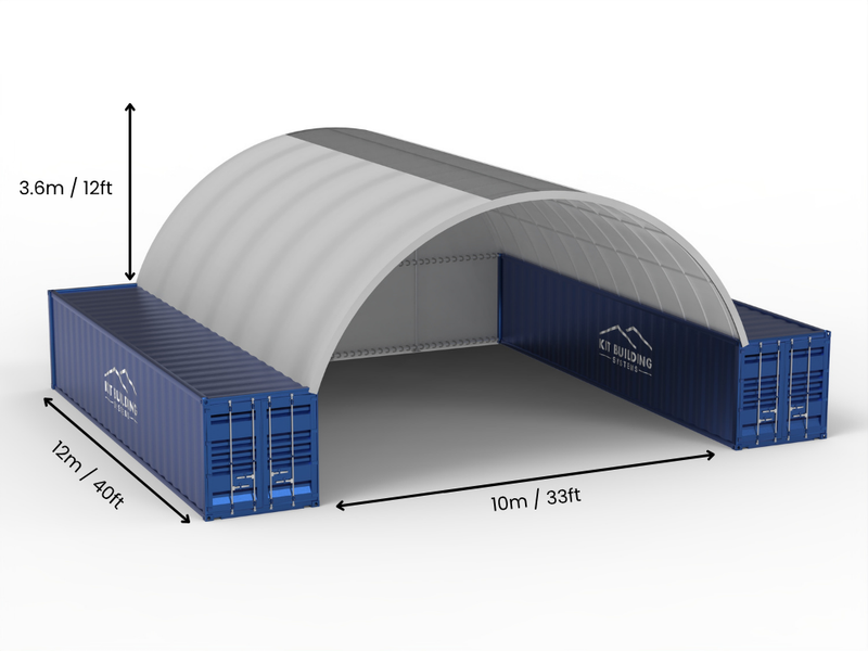 10m (33ft) spændvidde | Container baldakiner - 33ft x 12ft (10m x 3,6m)
