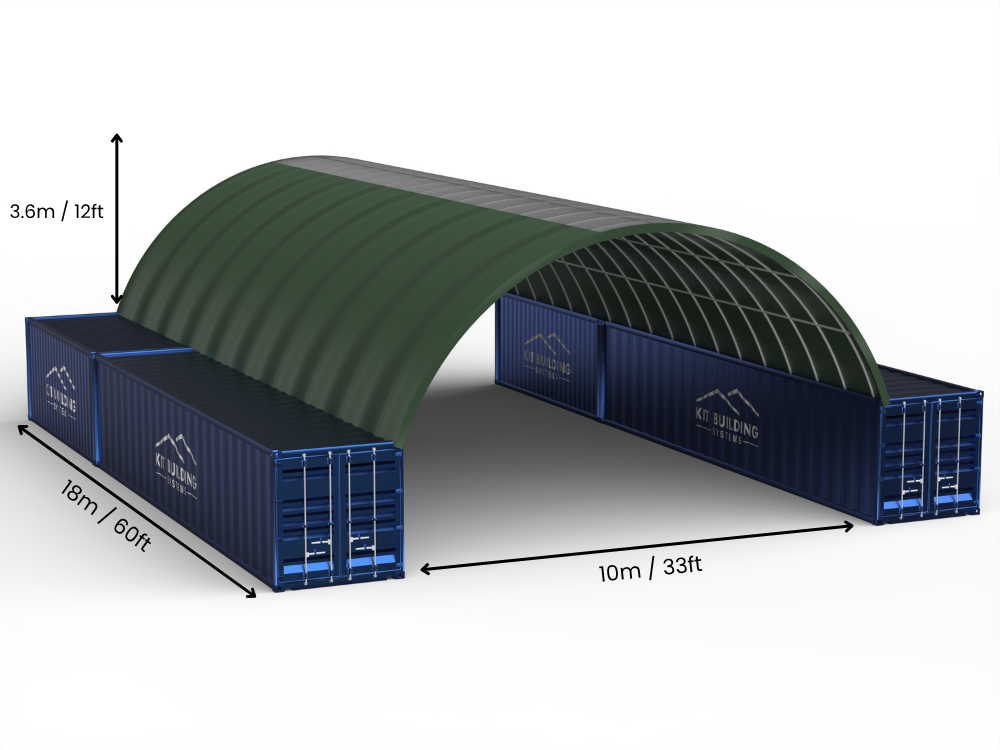 10m (33ft) spændvidde | Container baldakiner - 33ft x 12ft (10m x 3,6m)
