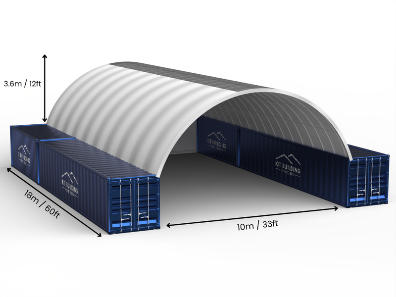10m (33ft) spændvidde | Container baldakiner - 33ft x 12ft (10m x 3,6m)