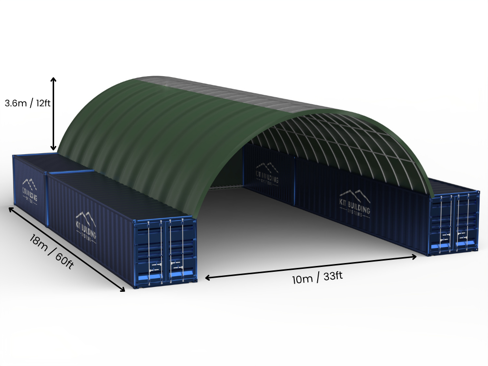 10m (33ft) spændvidde | Container baldakiner - 33ft x 12ft (10m x 3,6m)