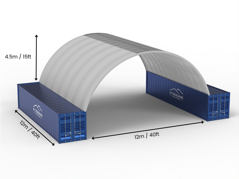 12m (40ft) spændvidde | Container baldakiner - 40ft x 12ft (12m x 4,5m)