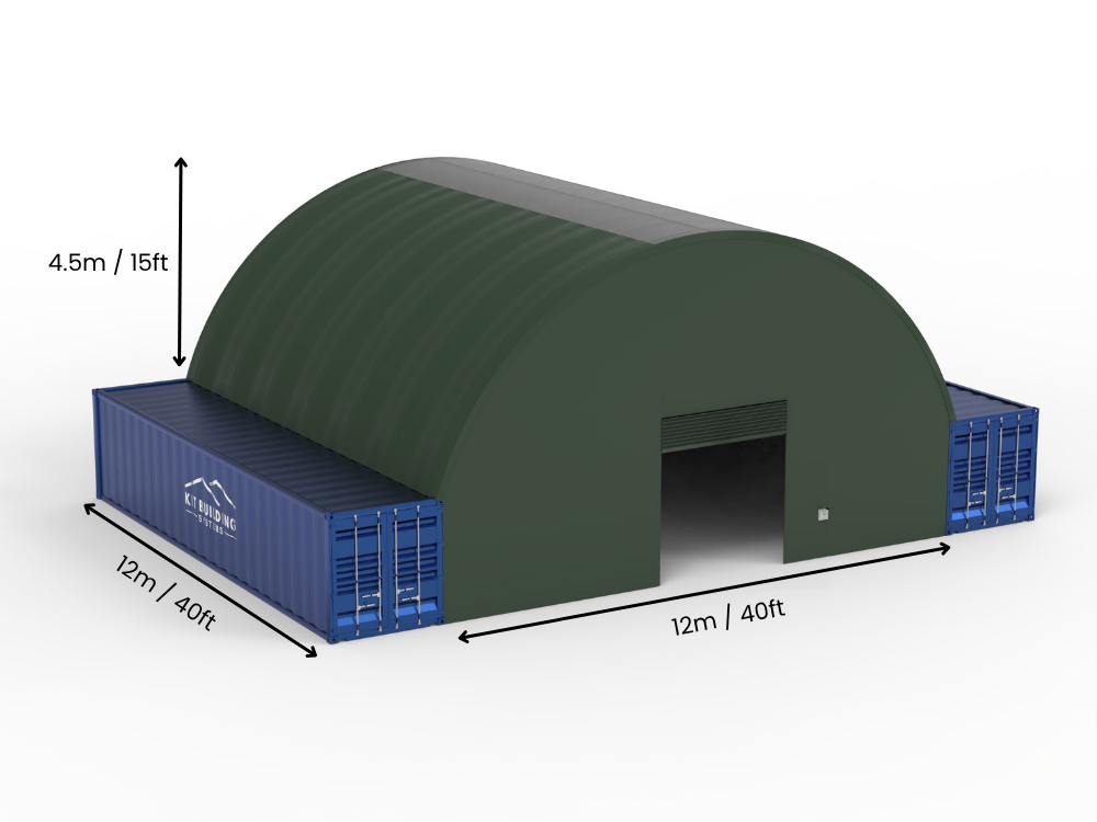 12m (40ft) spændvidde | Container baldakiner - 40ft x 12ft (12m x 4,5m)