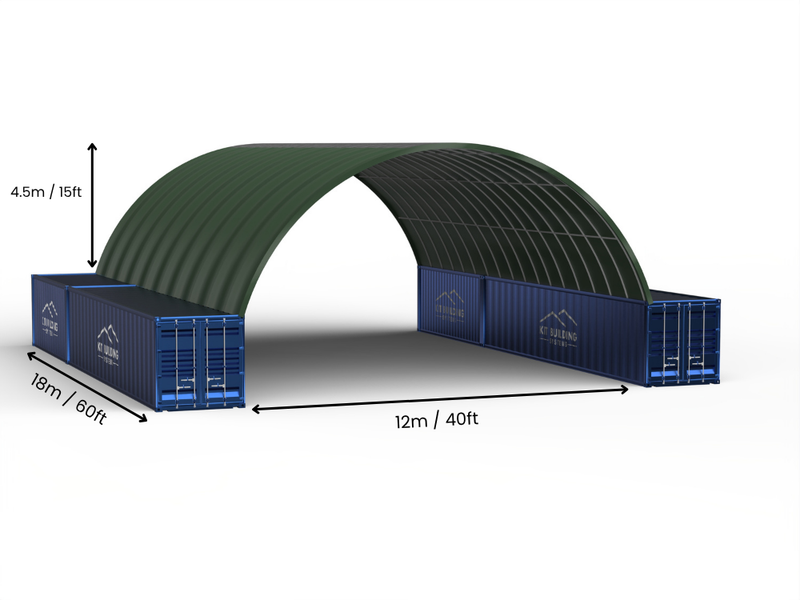 12m (40ft) spændvidde | Container baldakiner - 40ft x 12ft (12m x 4,5m)