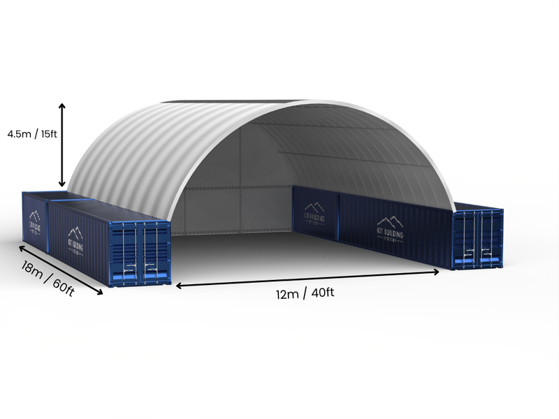 12m (40ft) spændvidde | Container baldakiner - 40ft x 12ft (12m x 4,5m)