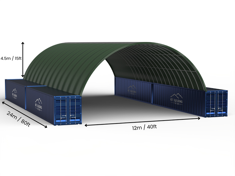 12m (40ft) spændvidde | Container baldakiner - 40ft x 12ft (12m x 4,5m)