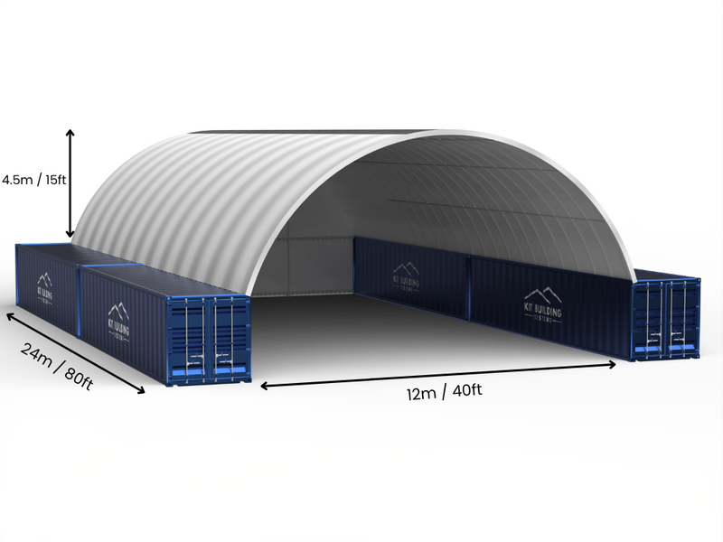 12m (40ft) spændvidde | Container baldakiner - 40ft x 12ft (12m x 4,5m)