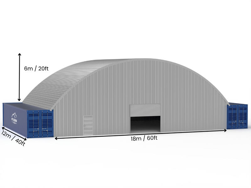 Stålkontainer Overdækninger - 60ft x 40ft x 20ft (18m x 12m x 6,1m)