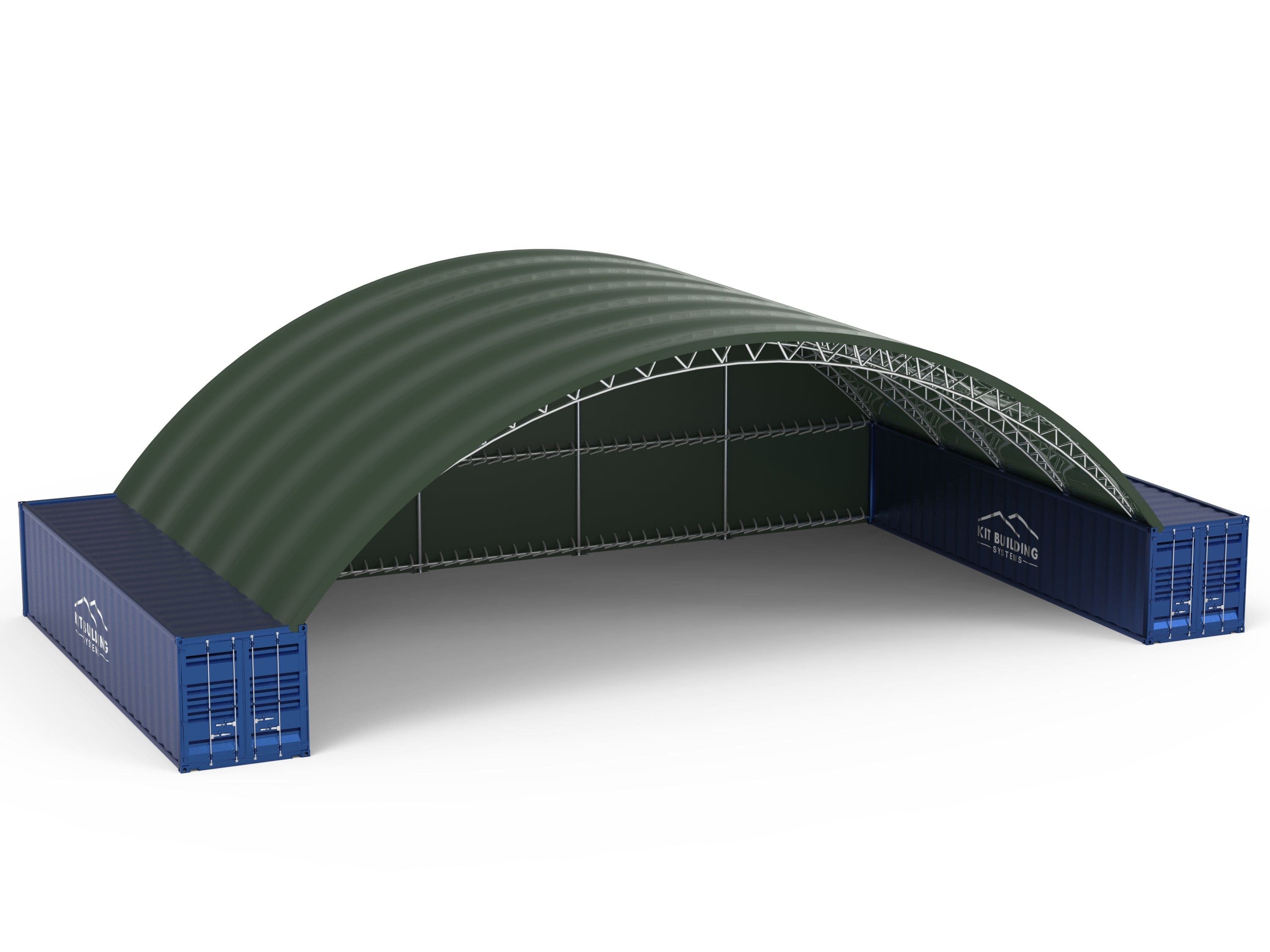 Kit Buildings Container Green Shelter Military Green / Back Panel Container Shelter - 60ft x 40ft x 15ft (18.3m x 12m x 4.5m)