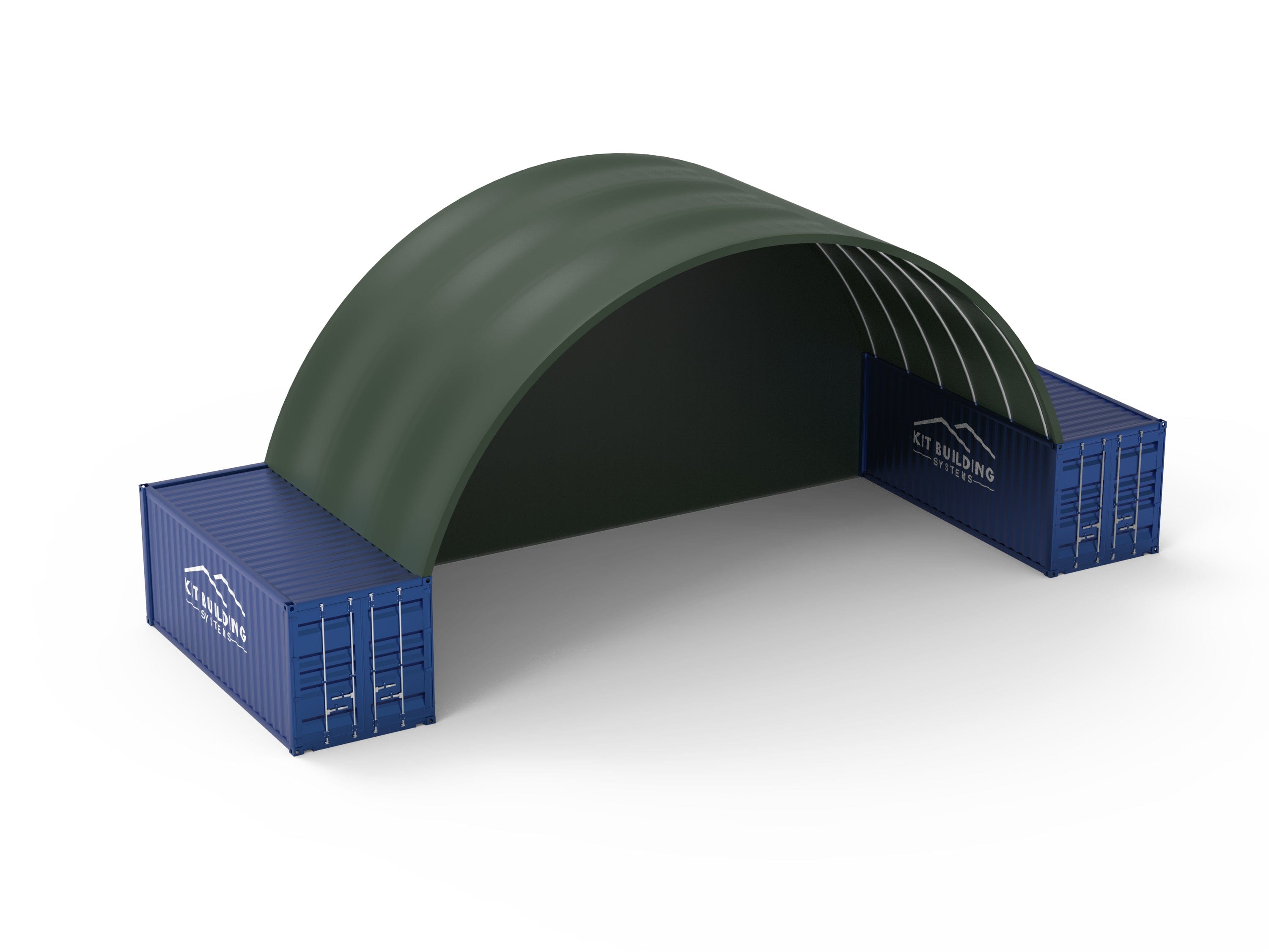 Kit Buildings Container Green Shelter Military Green / Back Panel Container Shelter - 40ft x 20ft x 15ft (12m x 6m x 4.5m)