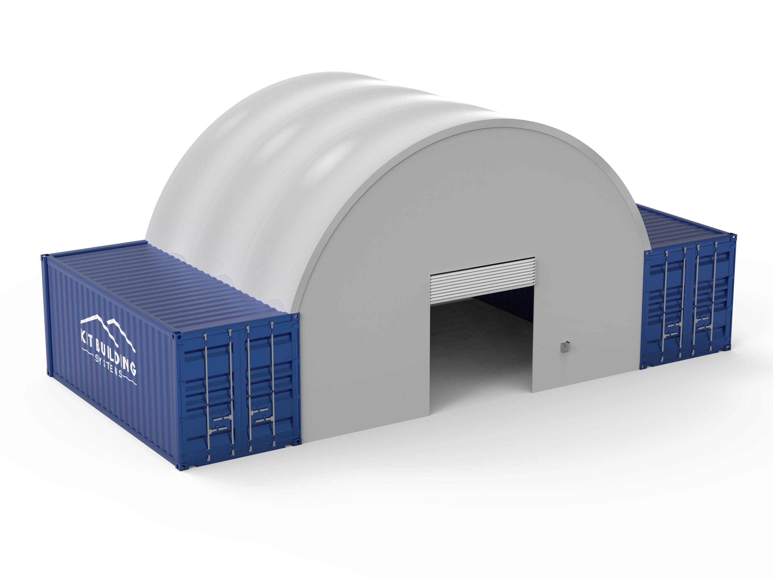 Kit Buildings Light Grey / Back & Front Panel with Winch Door Container Shelter - 26ft x 20ft x 10ft (8m x 6m x 3m)